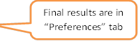 Final results are in Preferences tab